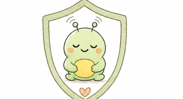 Cue hugging a shield, representing privacy