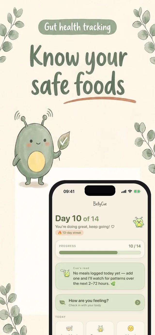 Home screen showing daily progress and Cue's read